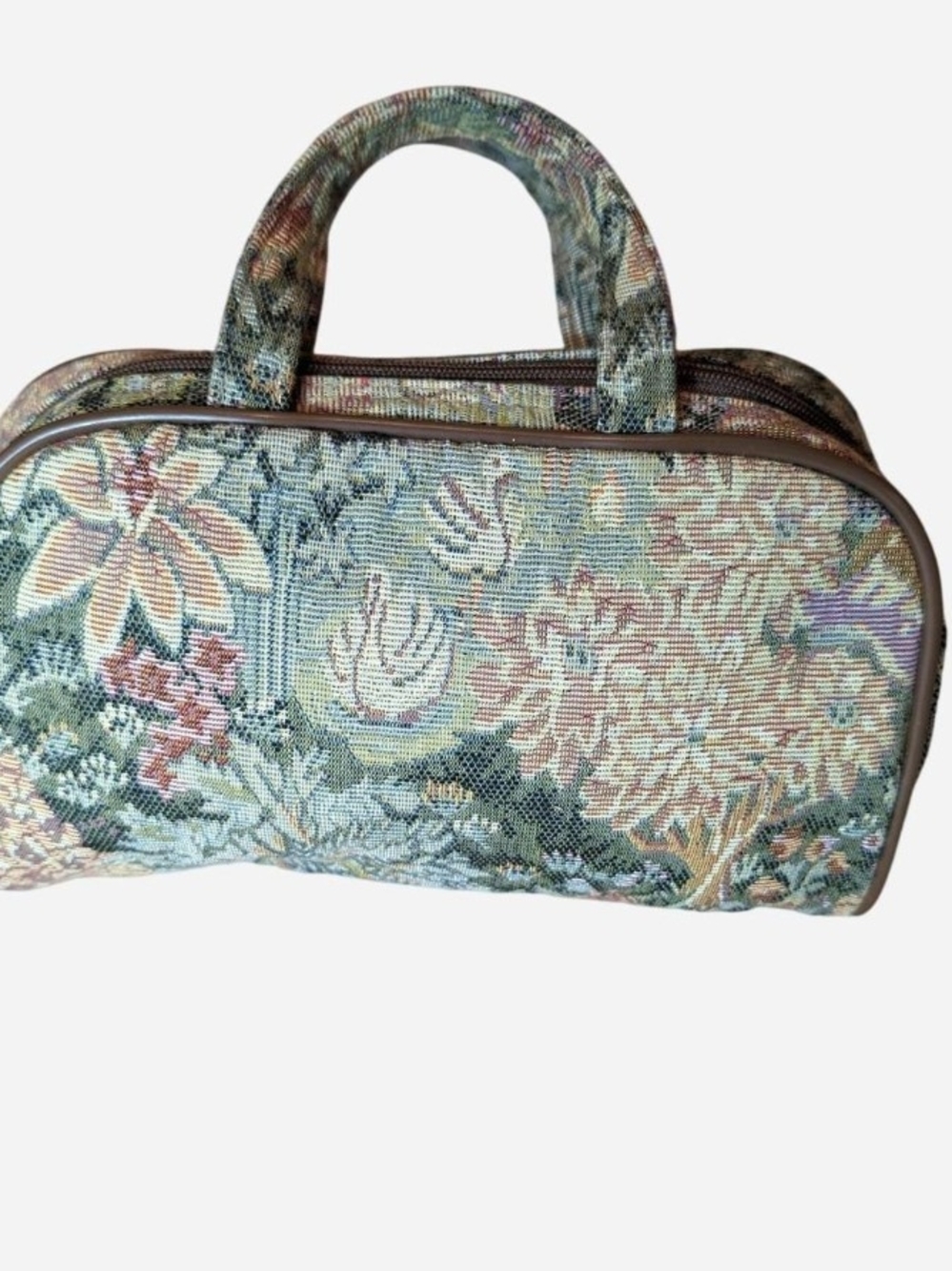 Pre-owned Vintage Floral Tapestry Cosmetic Case - Multicolor